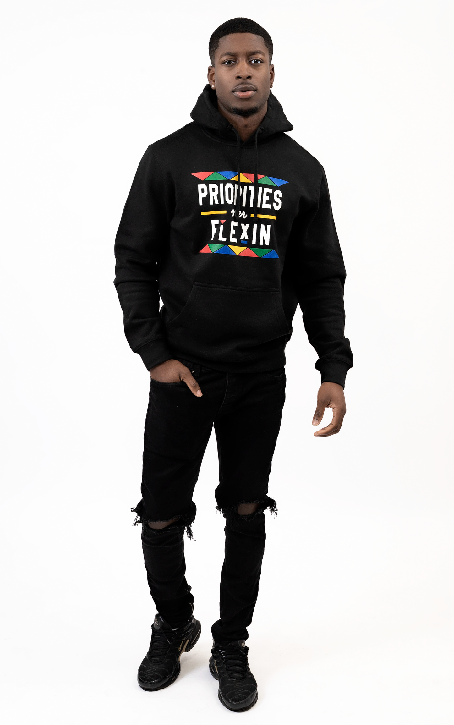 * PRIORITIES OVER FLEXIN BLACK MULTI HOODIE